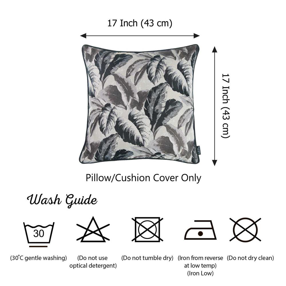Gray Jacquard Tropical Leaf Decorative Throw Pillow Cover - 355308. Picture 4