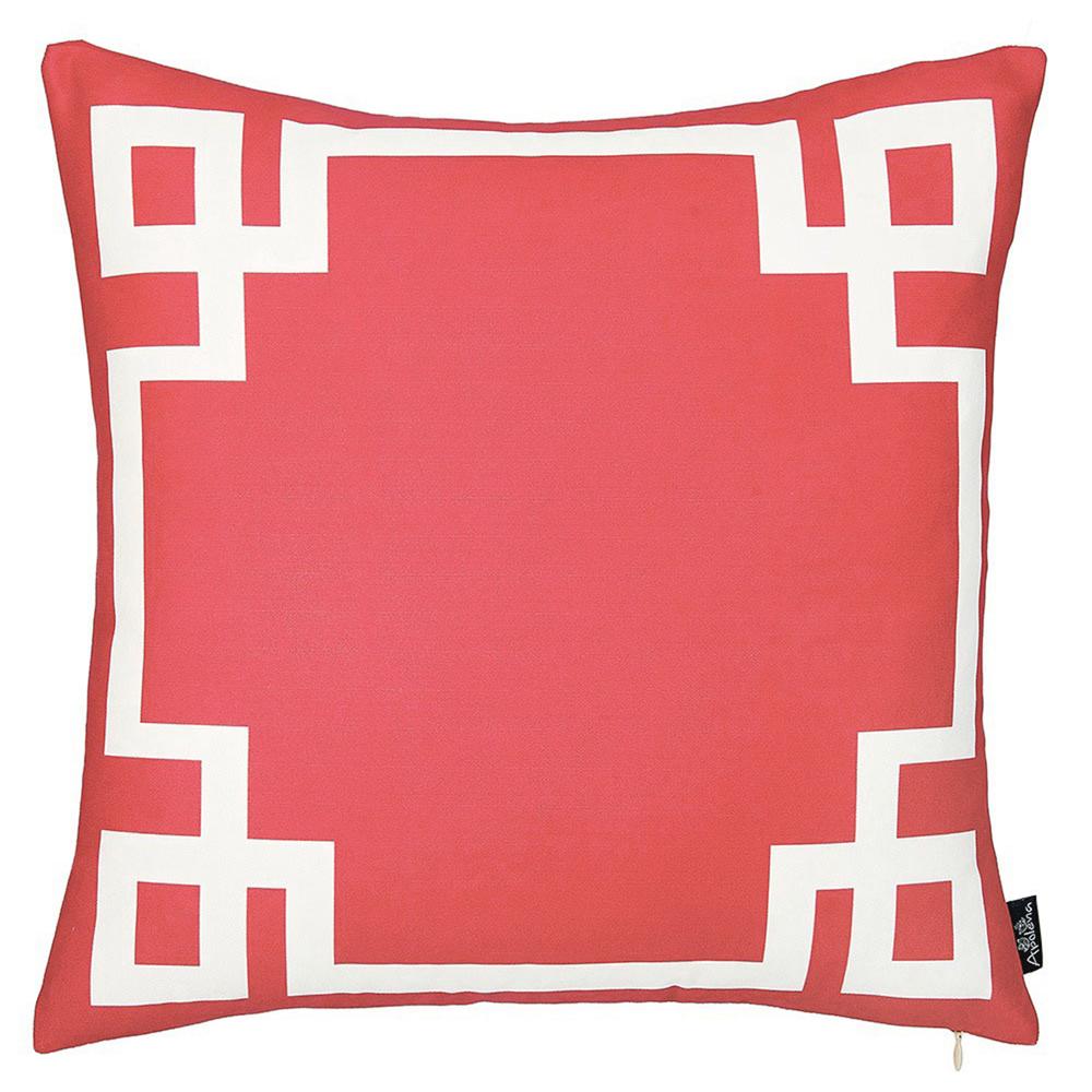 Square Red and White Geometric Decorative Throw Pillow Cover - 355321. Picture 1