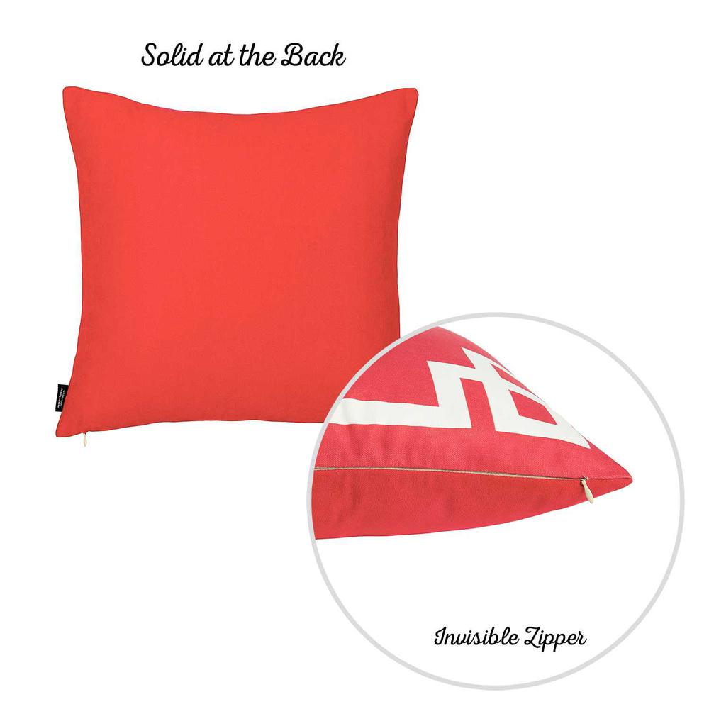 Square Red and White Geometric Decorative Throw Pillow Cover - 355321. Picture 2