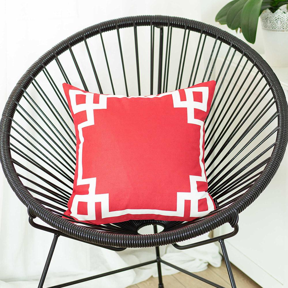 Square Red and White Geometric Decorative Throw Pillow Cover - 355321. Picture 3