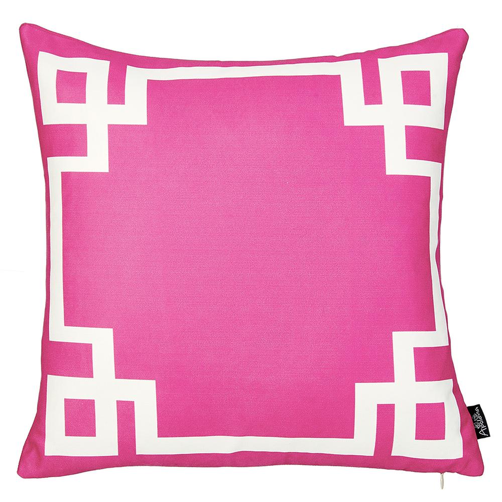 Bright Pink and White Geometric Decorative Throw Pillow Cover - 355322. Picture 1