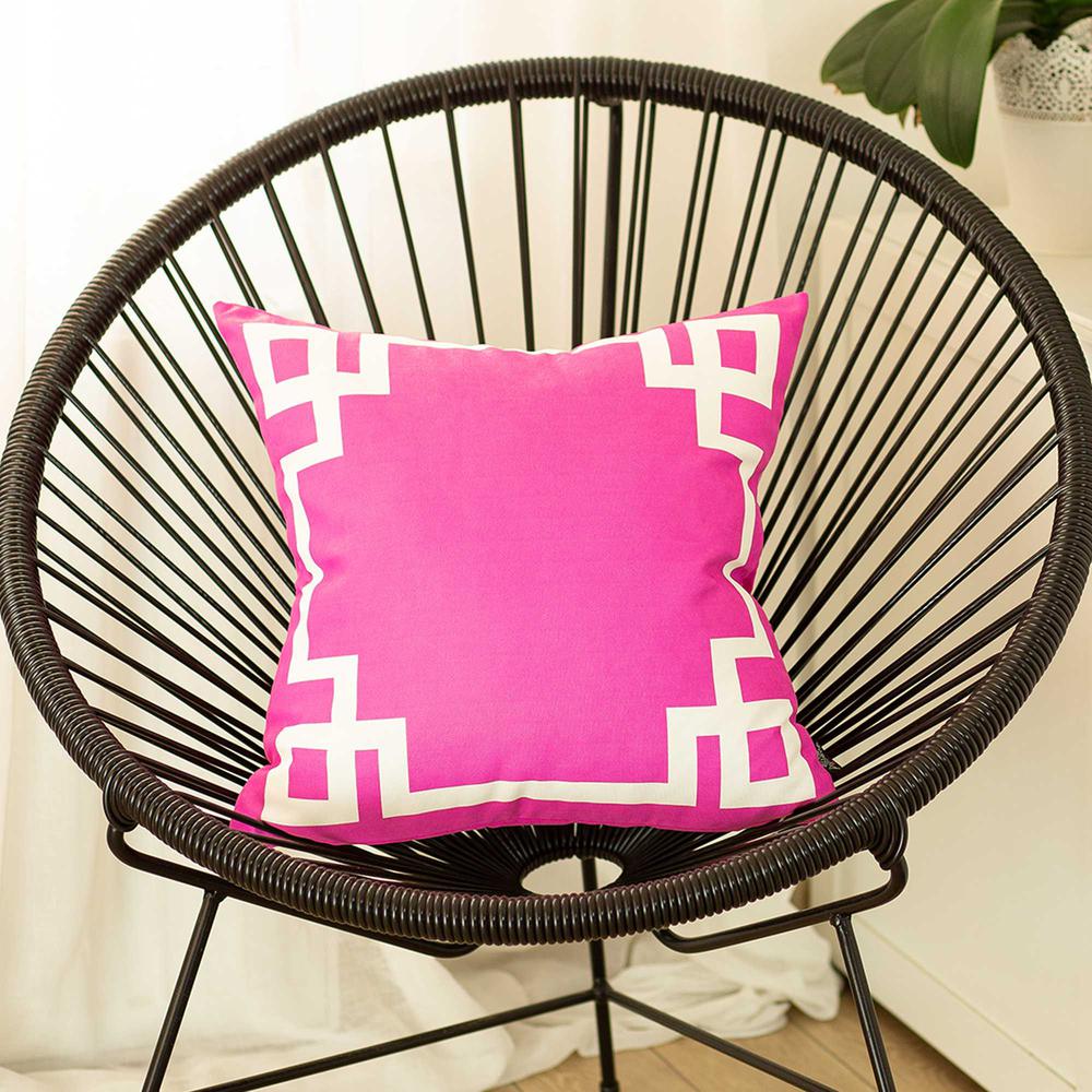 Bright Pink and White Geometric Decorative Throw Pillow Cover - 355322. Picture 3