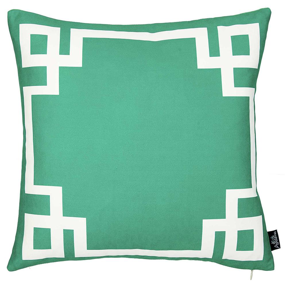 Grass Green and White Geometric Decorative Throw Pillow Cover - 355323. Picture 1