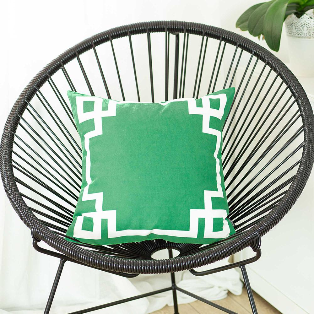 Grass Green and White Geometric Decorative Throw Pillow Cover - 355323. Picture 3