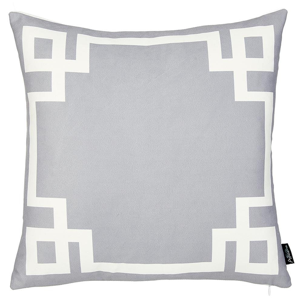 Light Grey and White Geometric Decorative Throw Pillow Cover - 355326. Picture 1