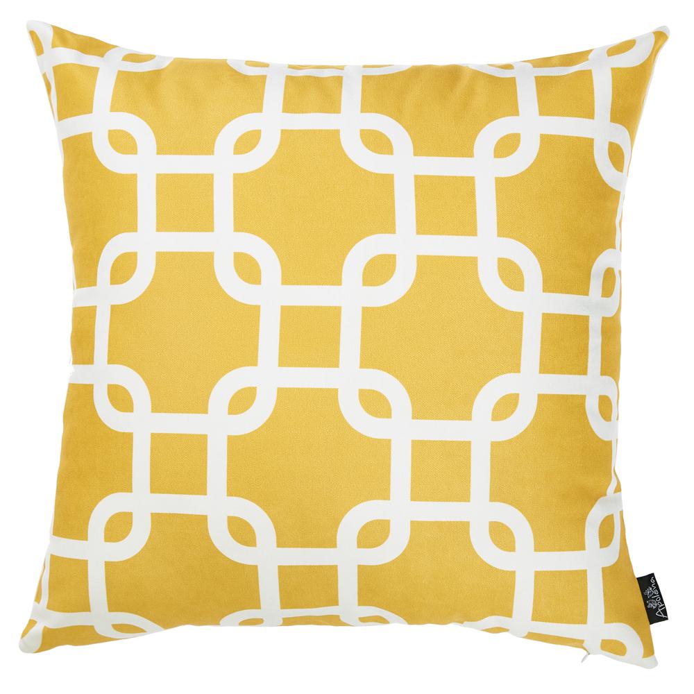 Yellow and White Lattice Decorative Throw Pillow Cover - 355328. Picture 1