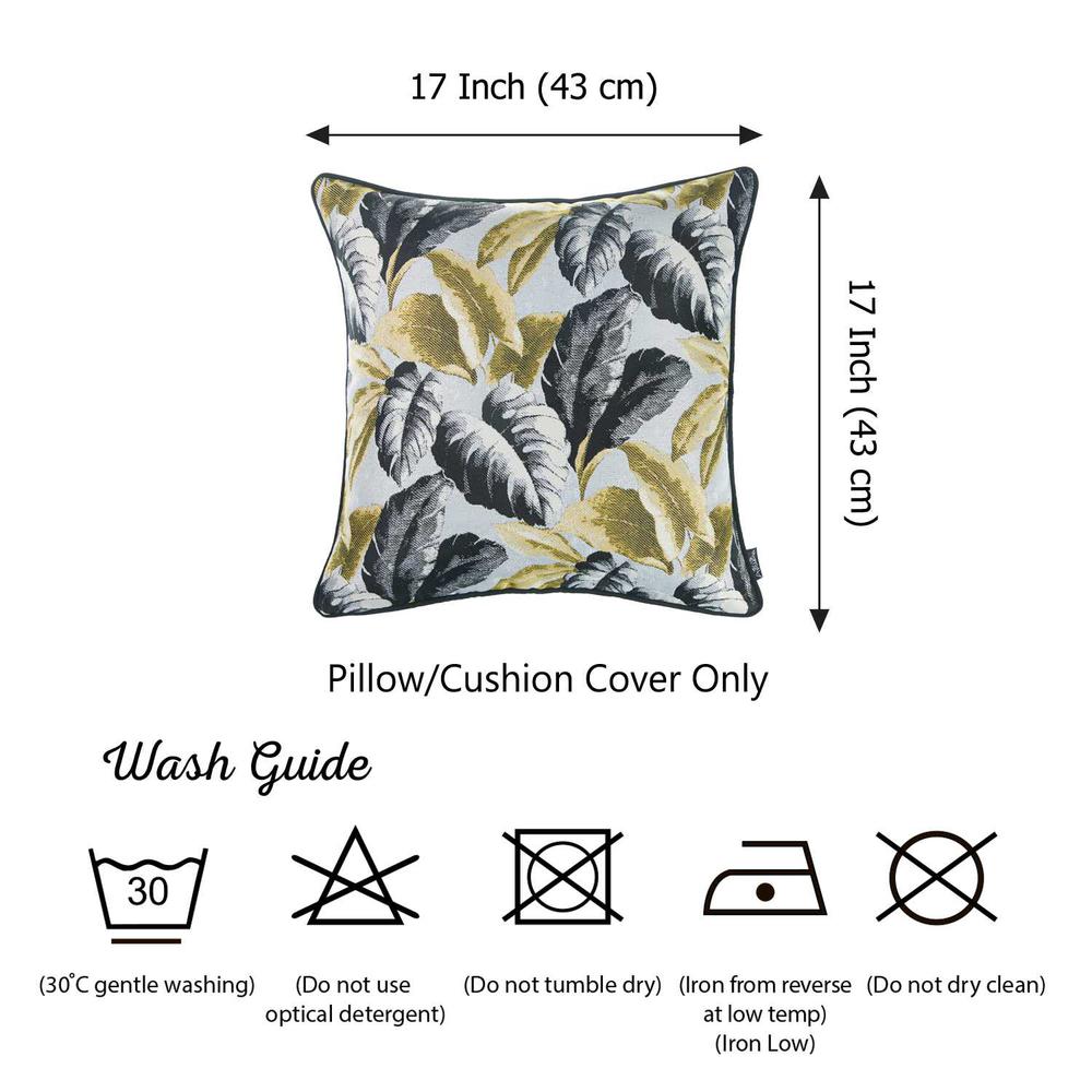Black White Celadon Tropical Leaf Decorative Throw Pillow Cover - 355337. Picture 5
