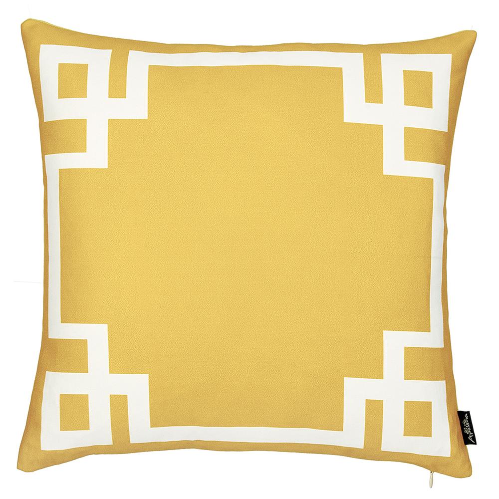Yellow and White Geometric Decorative Throw Pillow Cover - 355339. Picture 1