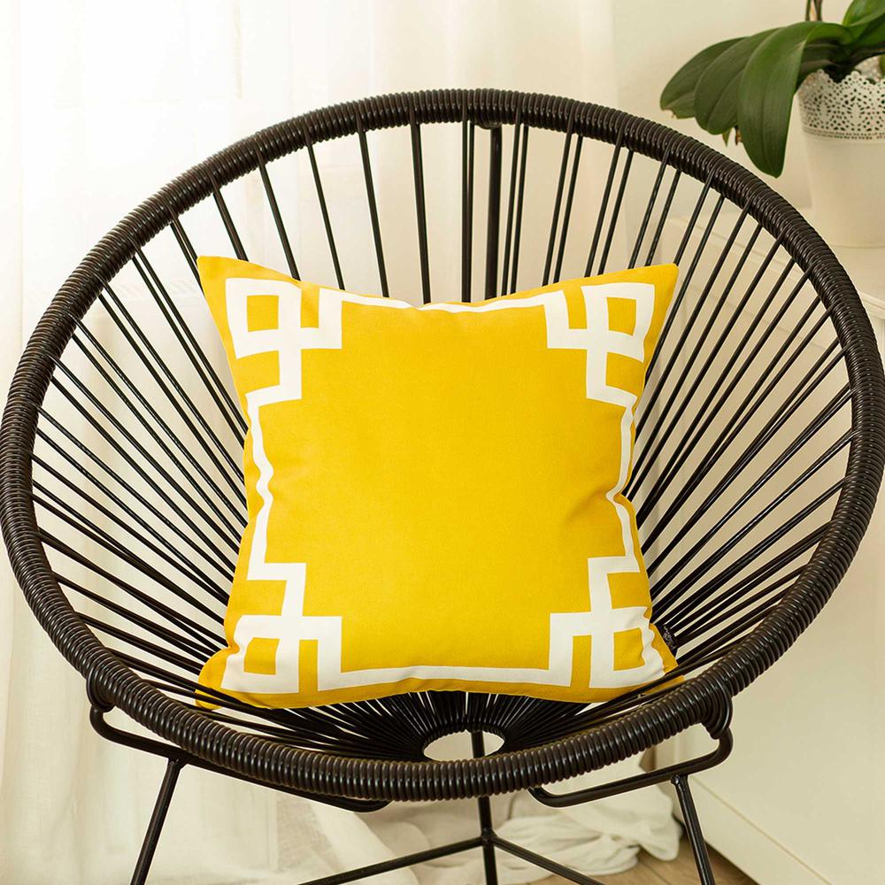 Yellow and White Geometric Decorative Throw Pillow Cover - 355339. Picture 3