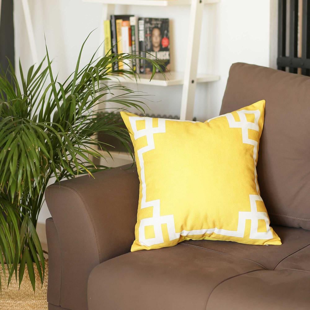 Yellow and White Geometric Decorative Throw Pillow Cover - 355339. Picture 4