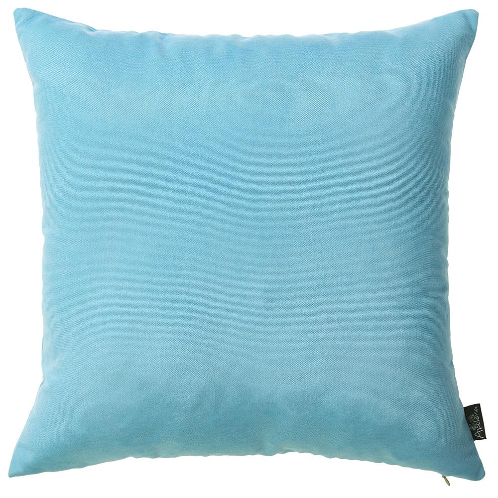 Set of 2 Aqua Blue Brushed Twill Decorative Throw Pillow Covers - 355342. Picture 1