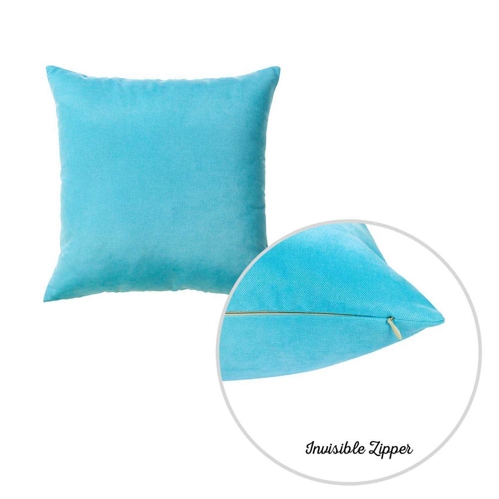 Set of 2 Aqua Blue Brushed Twill Decorative Throw Pillow Covers - 355342. Picture 2