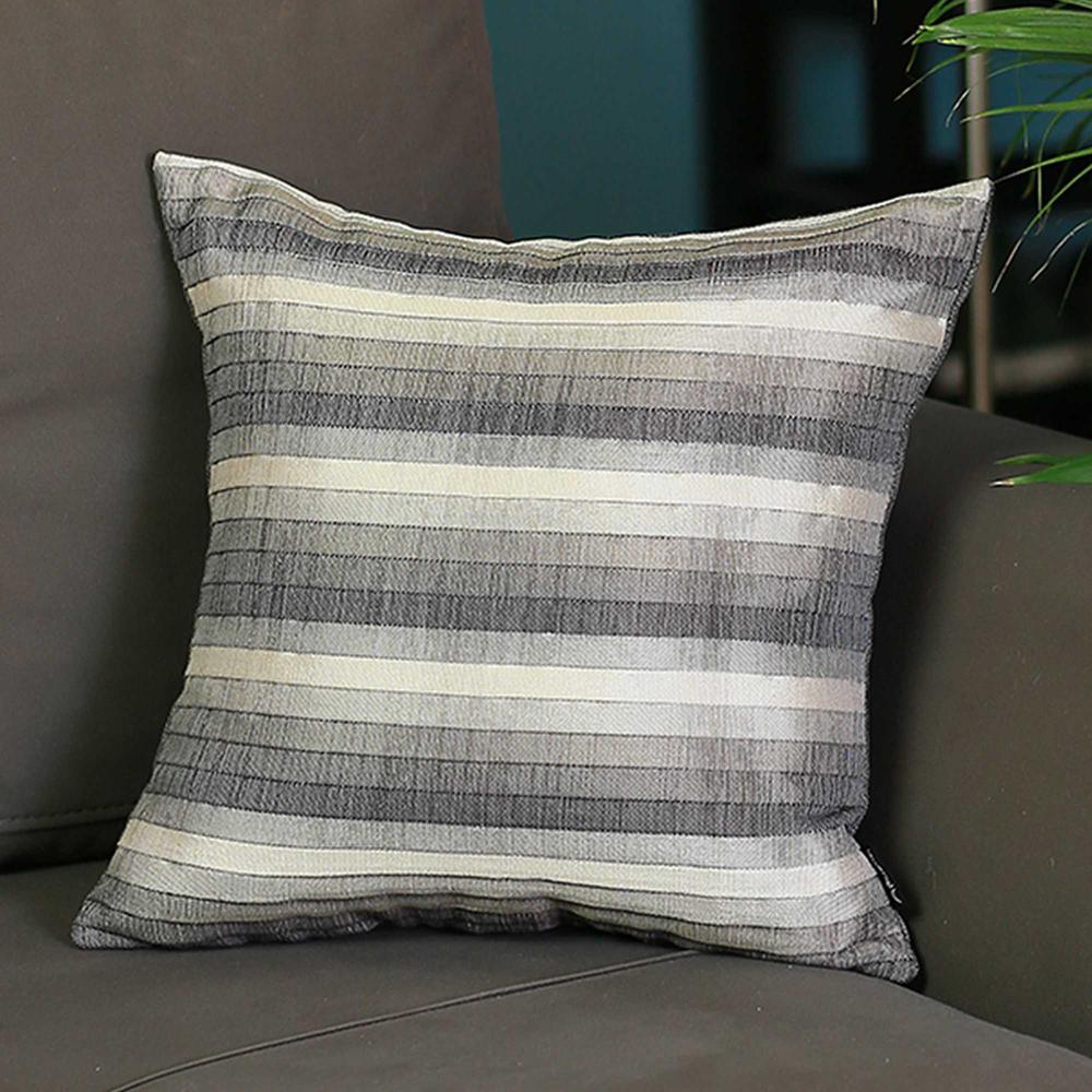 Gray Taupe and White Stripe Decorative Throw Pillow Cover - 355396. Picture 1