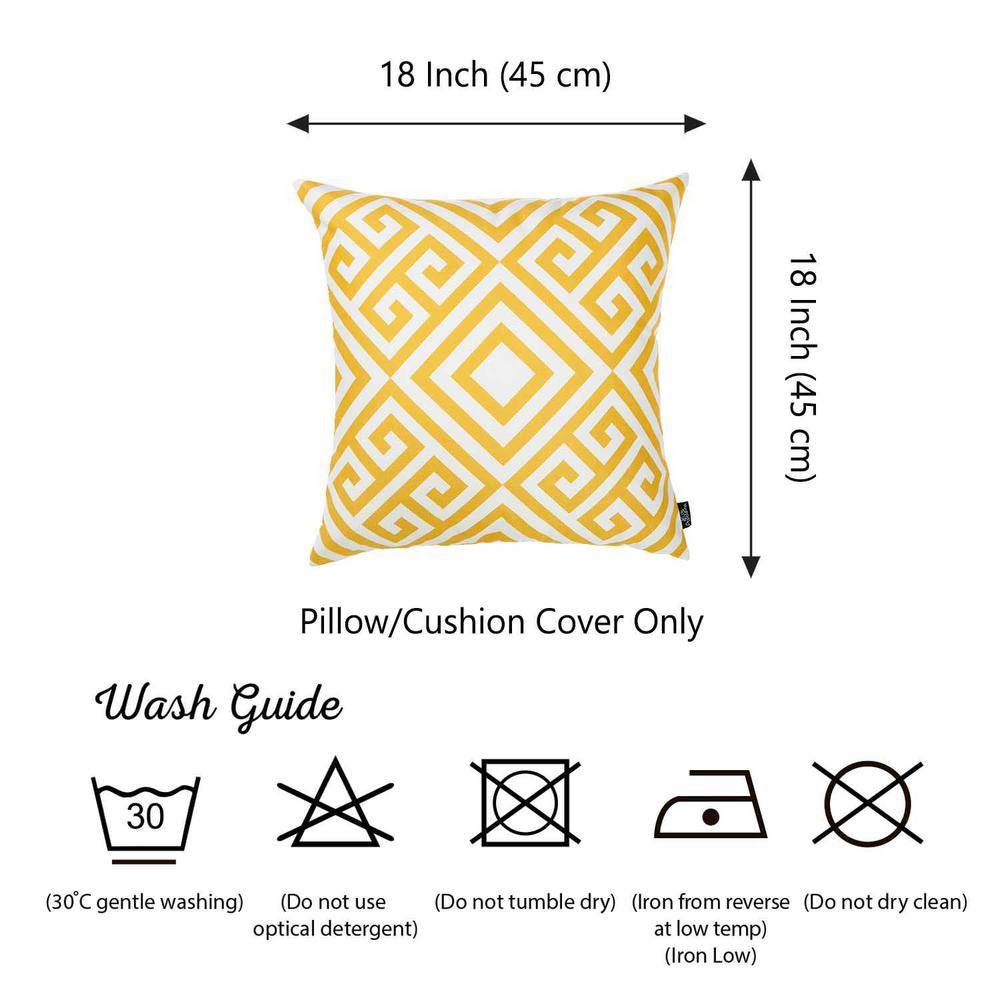 Yellow and White Printed Decorative Throw Pillow Cover - 355421. Picture 3