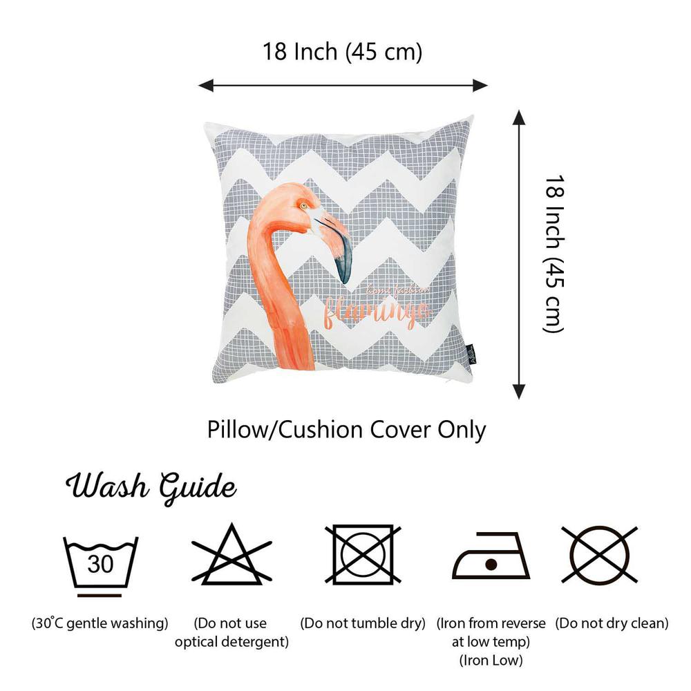 Flamingo and Gray Chevron Decorative Throw Pillow Cover. - 355437. Picture 3