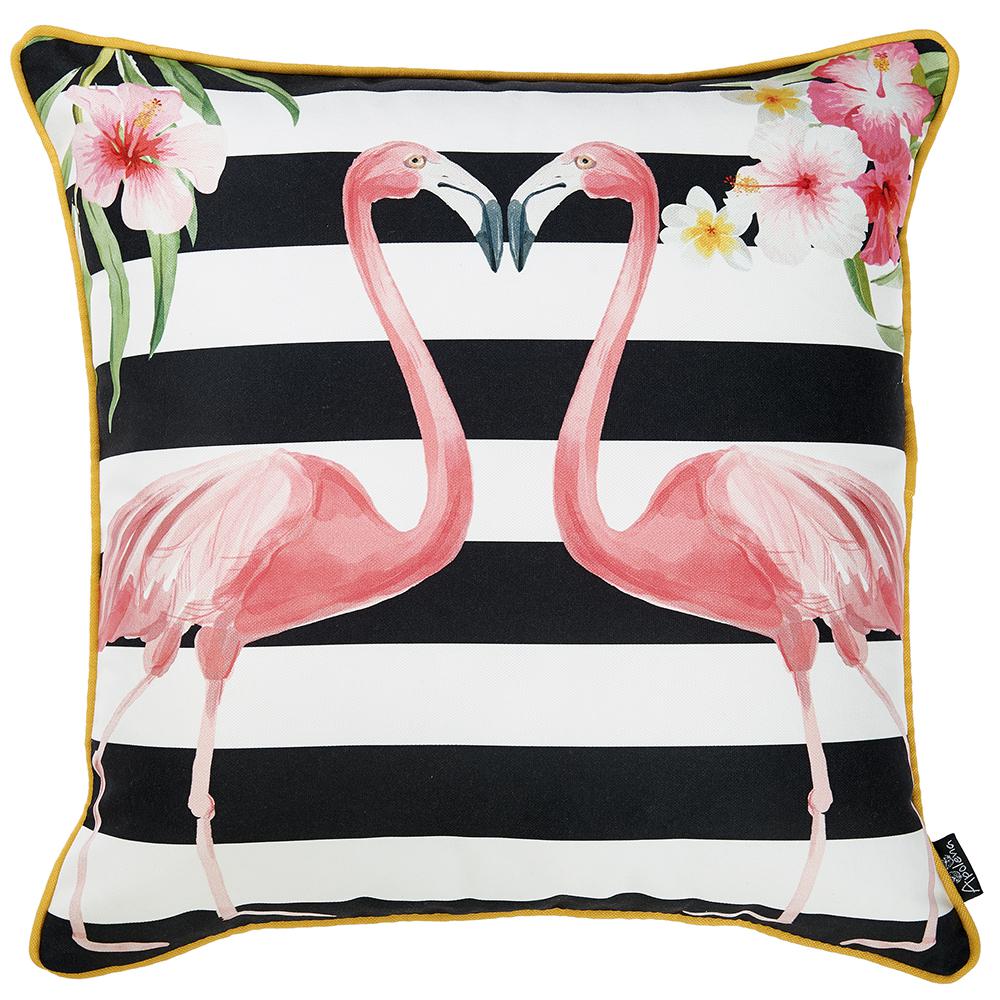 Black and White Flamingo Lovers Decorative Throw Pillow Cover - 355444. Picture 1