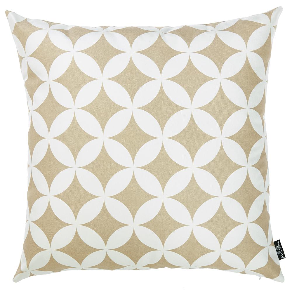 Taupe and White Geometric Decorative Throw Pillow Cover - 355448. Picture 1