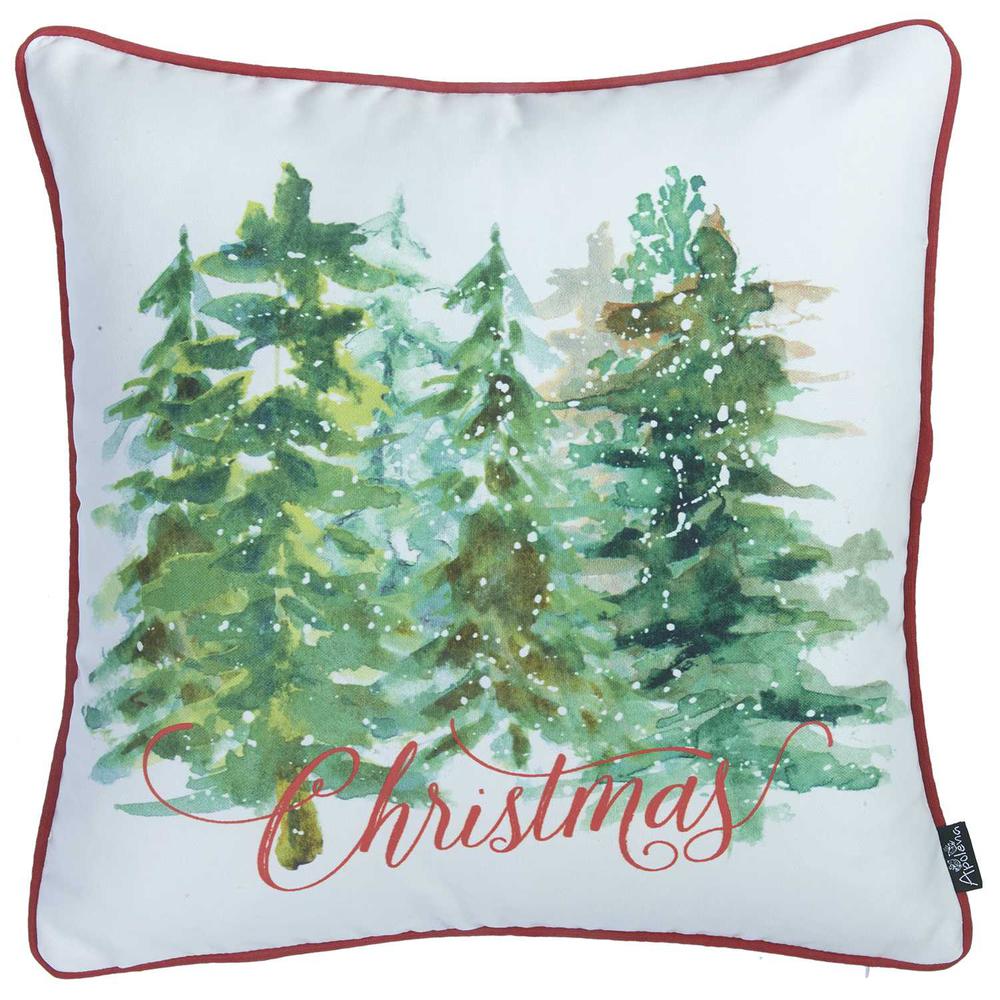 Christmas Tree Forrest Square Printed Decorative Throw Pillow Cover - 355450. Picture 1