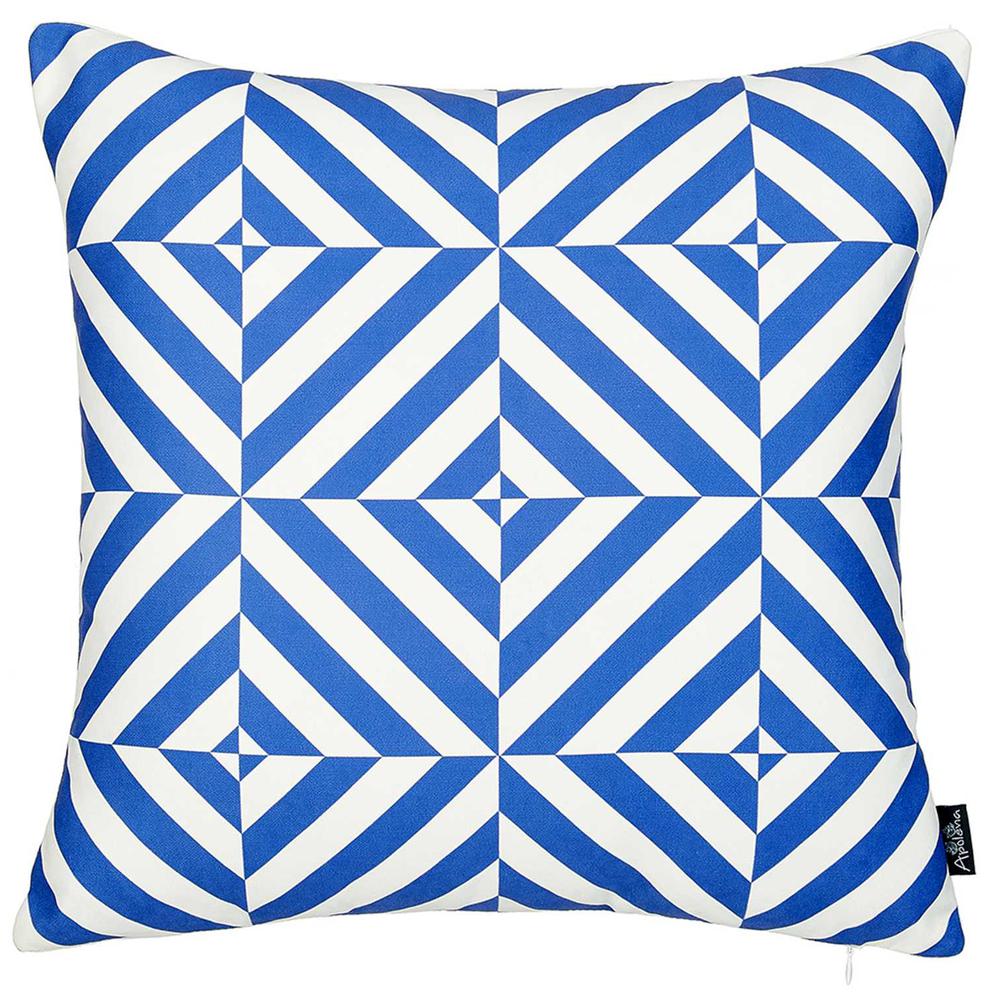 Blue and White Geometric Squares Decorative Throw Pillow Cover - 355465. Picture 1