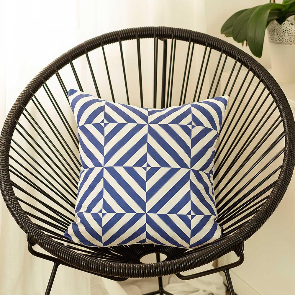Blue and White Geometric Squares Decorative Throw Pillow Cover - 355465. Picture 3