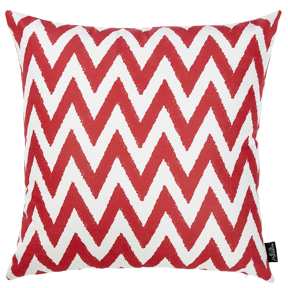 18"x18" Red Nautical Chevron Decorative Throw Pillow Cover Printed - 355466. Picture 1