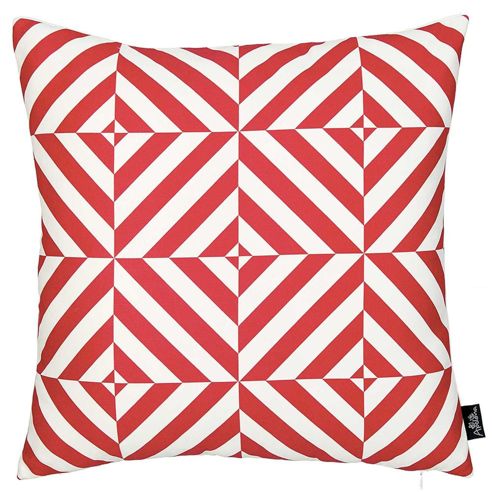 Red and White Geometric Squares Decorative Throw Pillow Cover - 355467. Picture 1