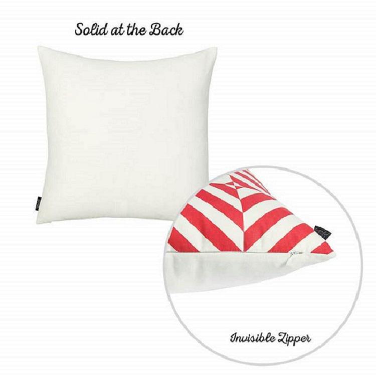 Red and White Geometric Squares Decorative Throw Pillow Cover - 355467. Picture 2