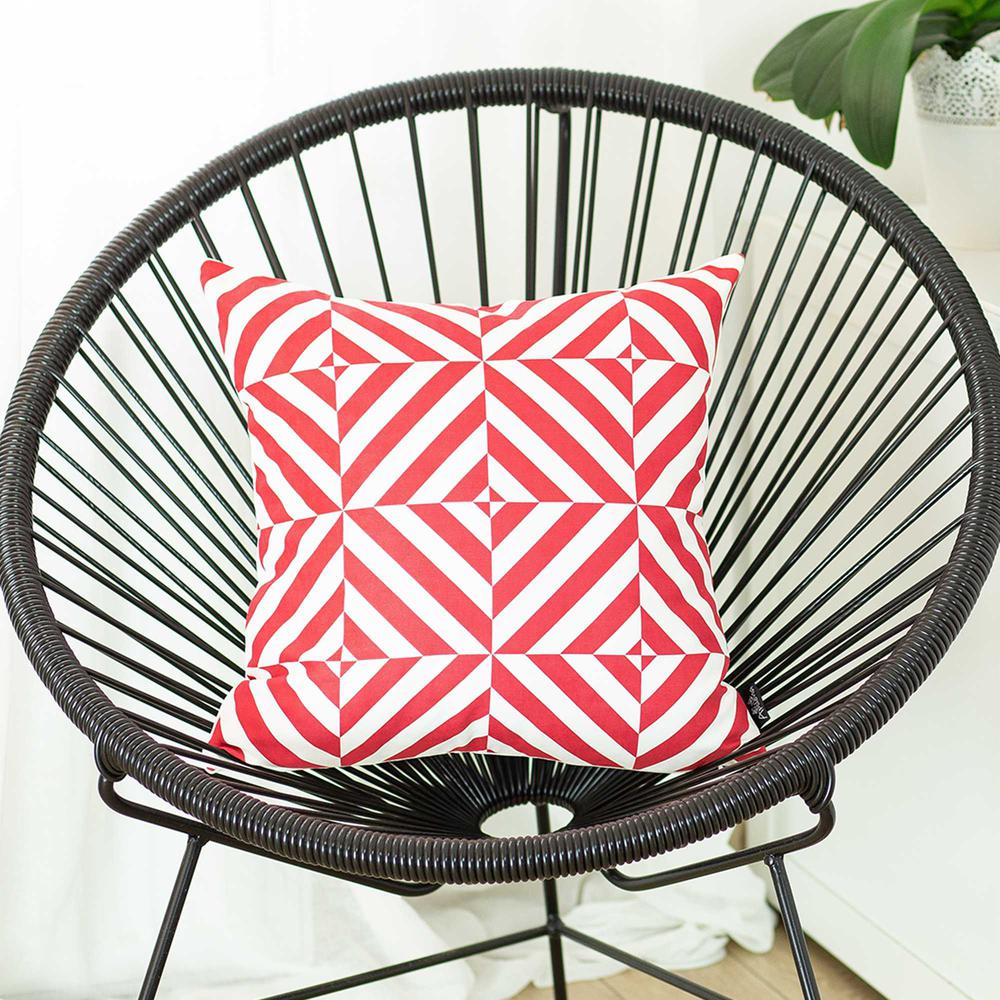 Red and White Geometric Squares Decorative Throw Pillow Cover - 355467. Picture 3
