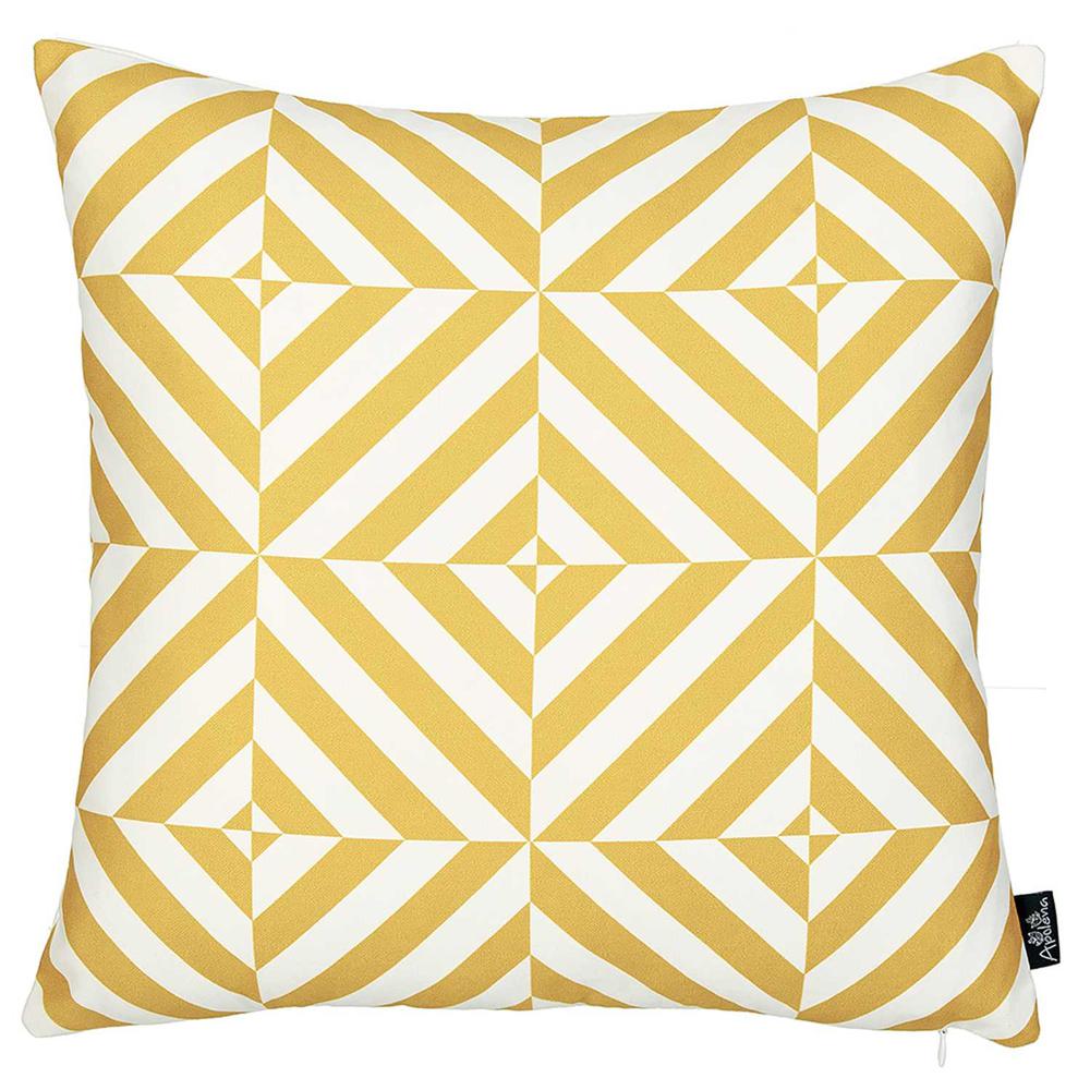 Yellow and White Geometric Squares Decorative Throw Pillow Cover - 355468. Picture 1