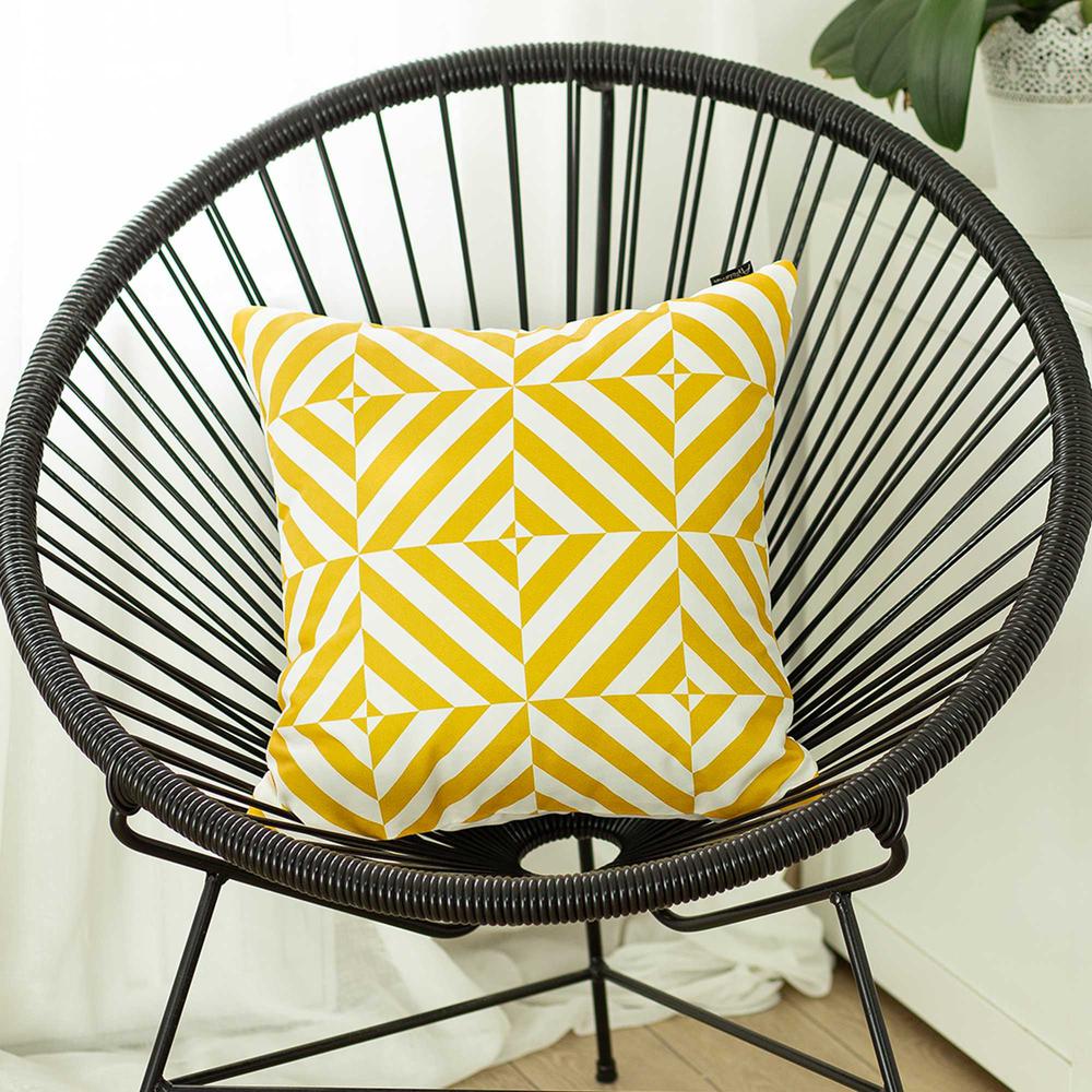 Yellow and White Geometric Squares Decorative Throw Pillow Cover - 355468. Picture 3