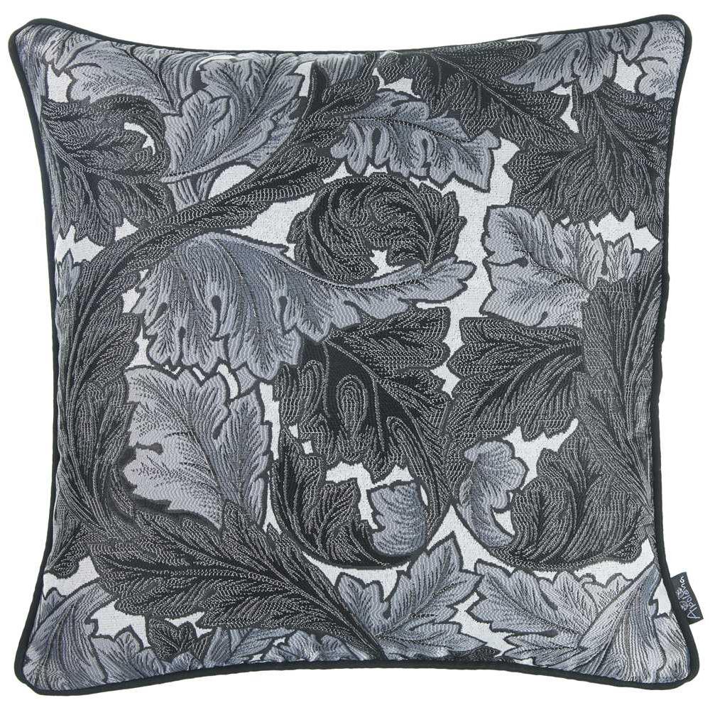 17"x 17" Grey Jacquard Leaf Decorative Throw Pillow Cover - 355483. Picture 2