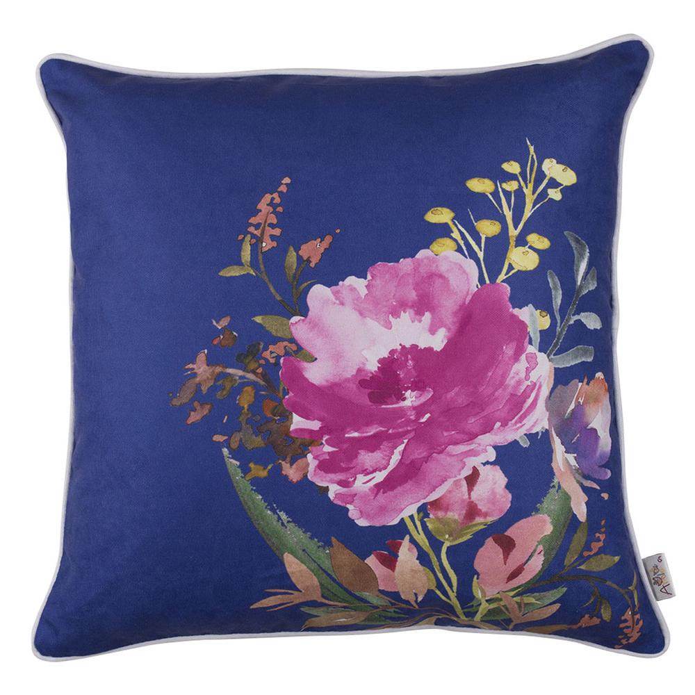 Blue Watercolor Wild Flower Decorative Throw Pillow Cover - 355487. Picture 1