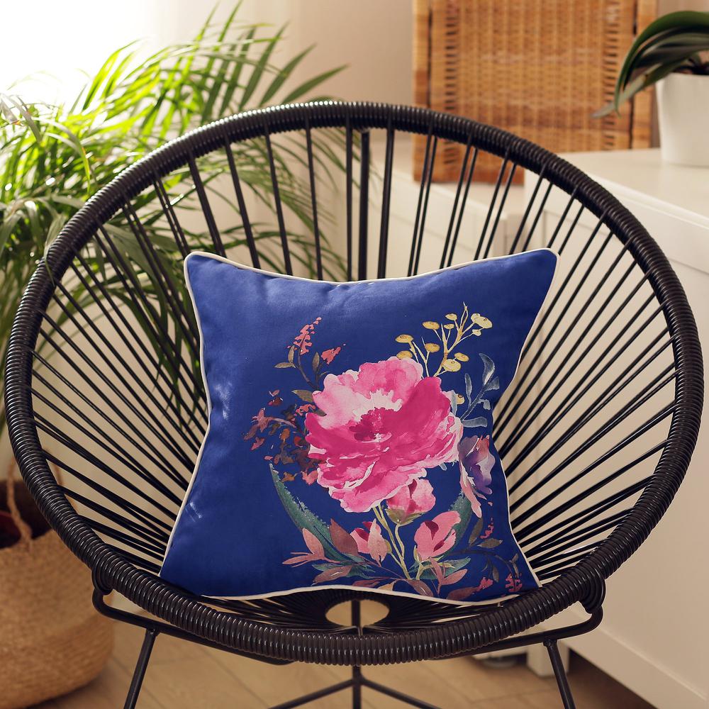 Blue Watercolor Wild Flower Decorative Throw Pillow Cover - 355487. Picture 4