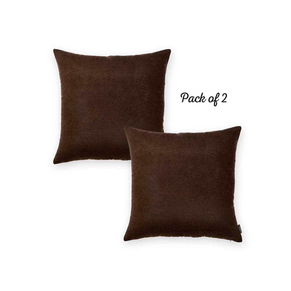 Set of 2 Brown Brushed Twill Decorative Throw Pillow Covers - 355488. Picture 1
