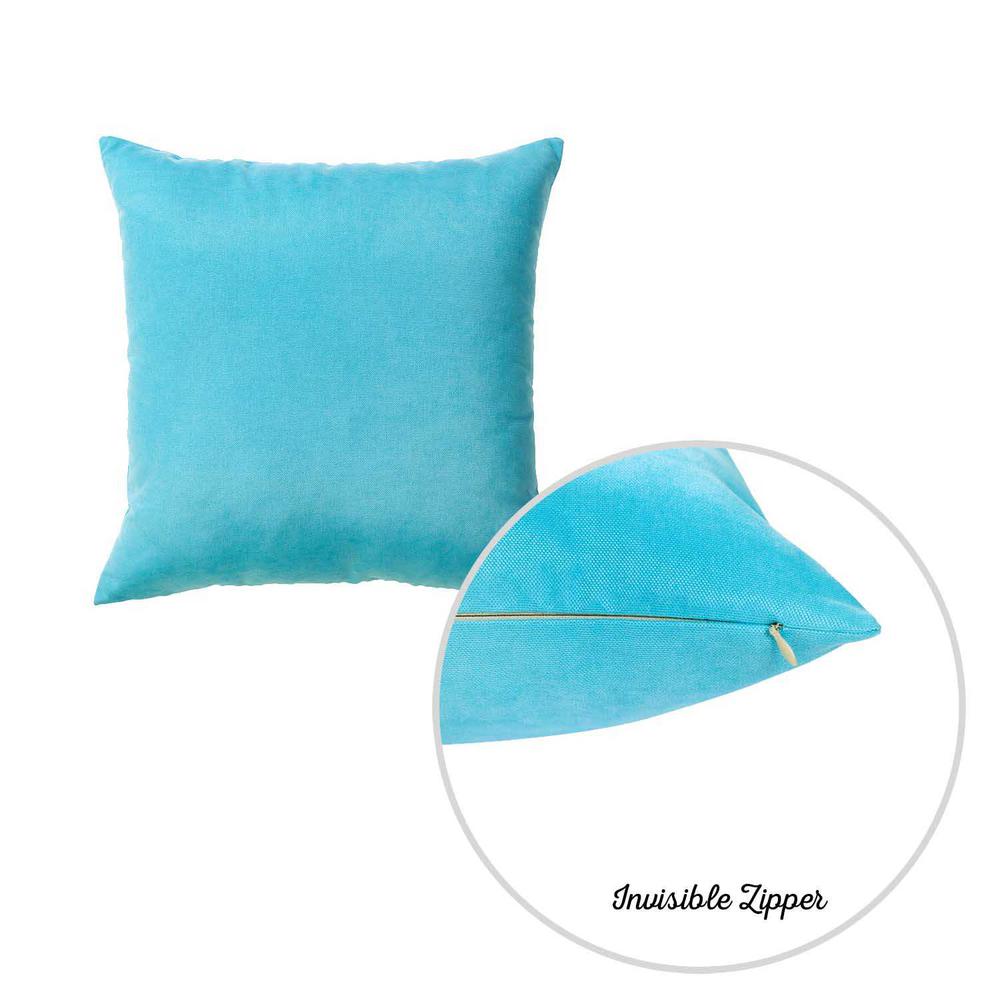 Set of 2 Aqua Blue Brushed Twill Decorative Throw Pillow Covers - 355494. Picture 1