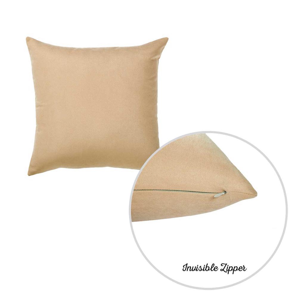 Set of 2 Light Beige Brushed Twill Decorative Throw Pillow Covers - 355505. Picture 2