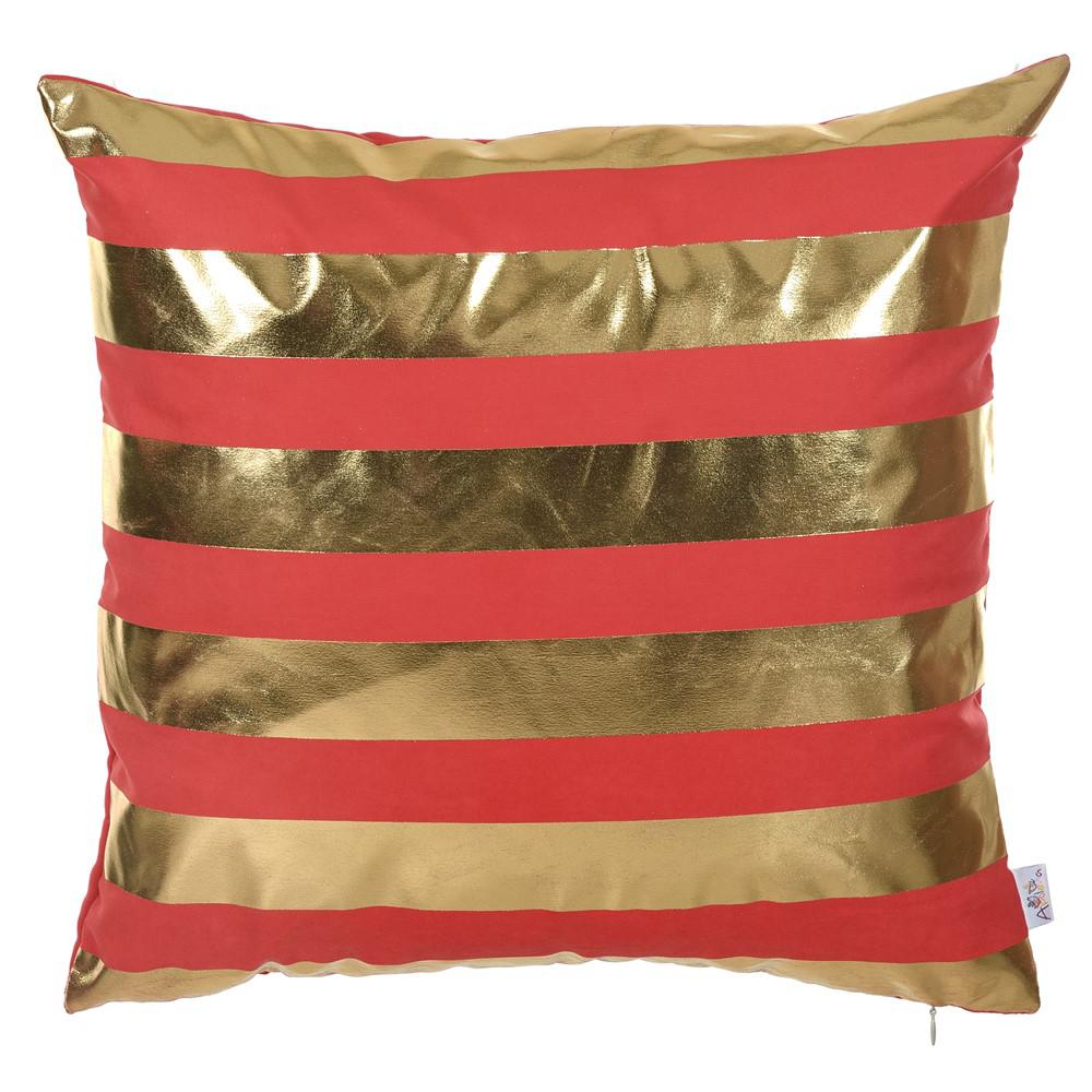 Gold and Red Wide Stripe Decorative Throw Pillow Cover. - 355514. Picture 1