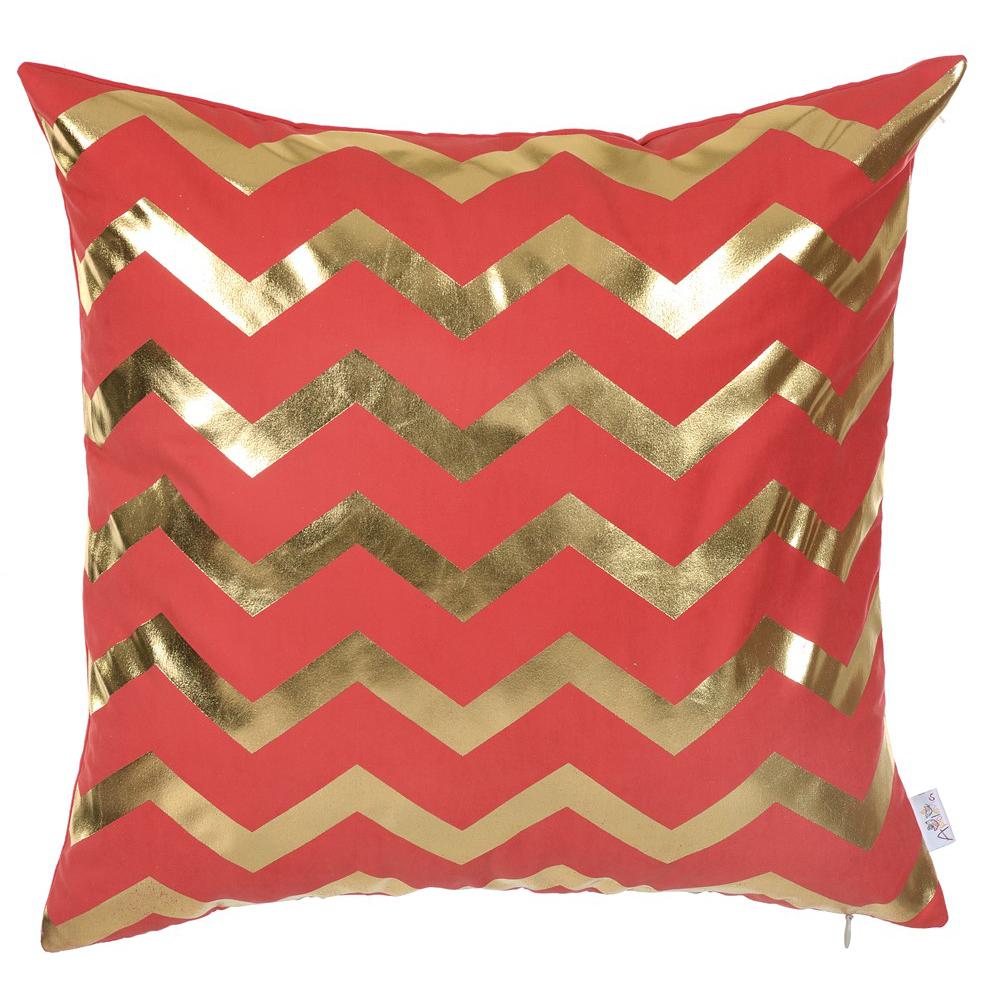 Gold and Red Chevron Decorative Throw Pillow Cover - 355515. Picture 1