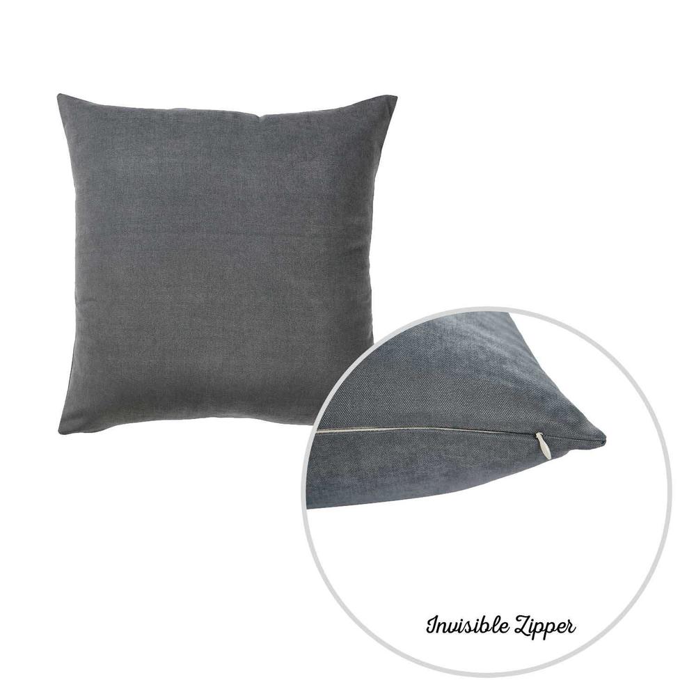 Set of 2 Gray Brushed Twill Decorative Throw Pillow Covers - 355532. Picture 1