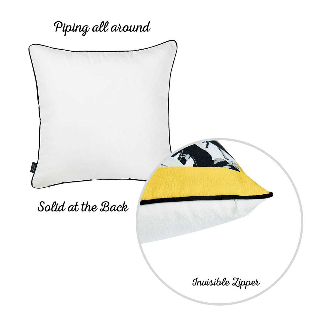 Exotic Palm Black White Yellow Decorative Throw Pillow Cover - 355534. Picture 2