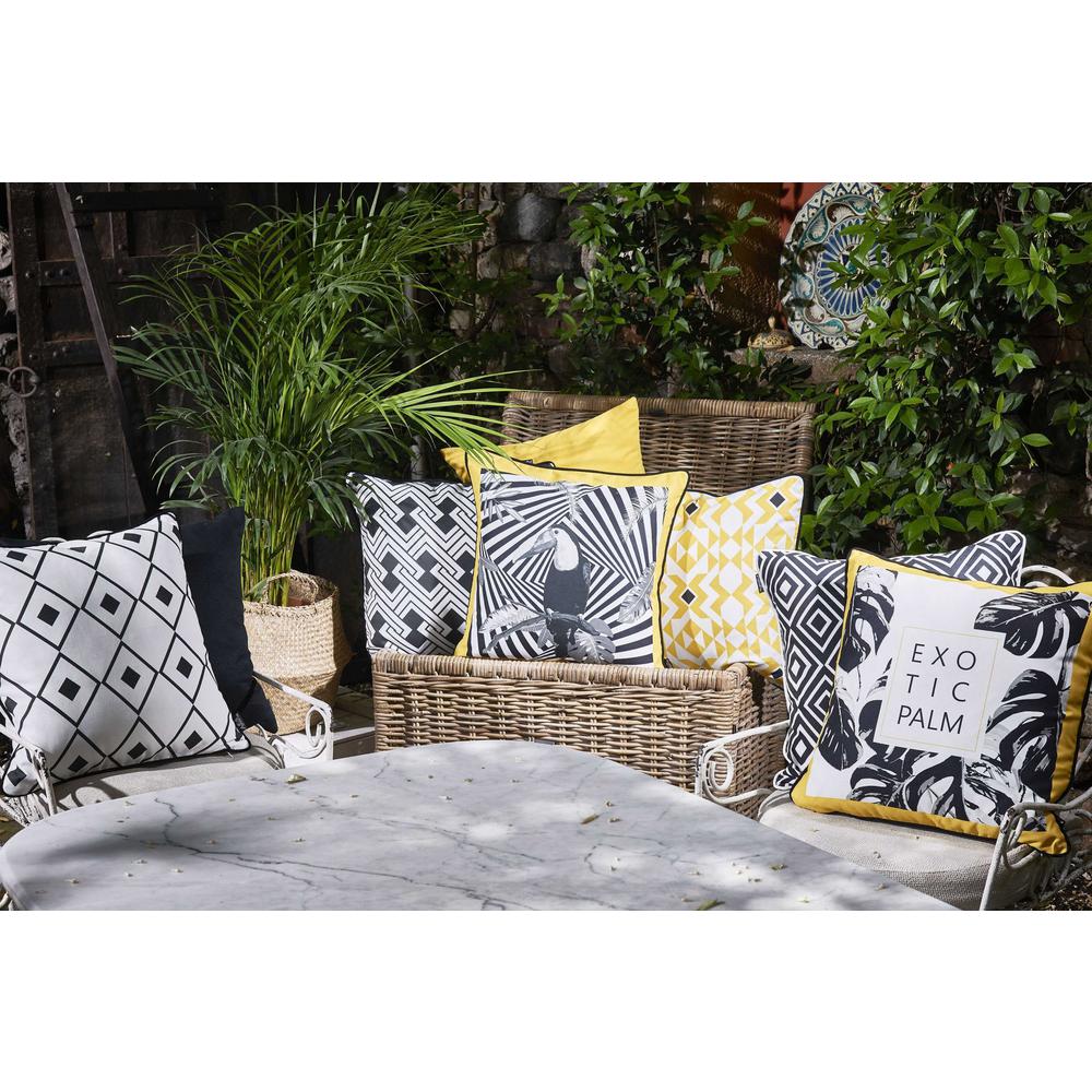 Exotic Palm Black White Yellow Decorative Throw Pillow Cover - 355534. Picture 4