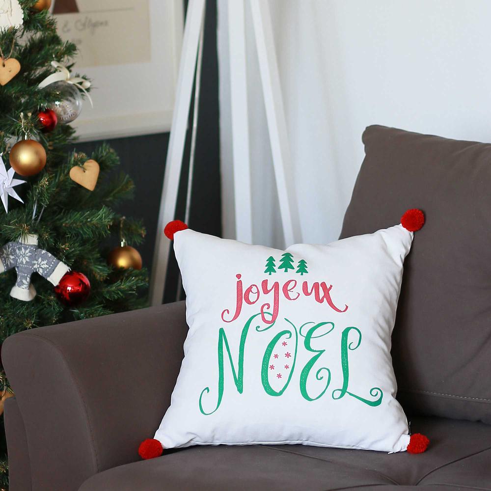 Joyeux Noel Square Printed Decorative Throw Pillow Cover - 355539. Picture 1