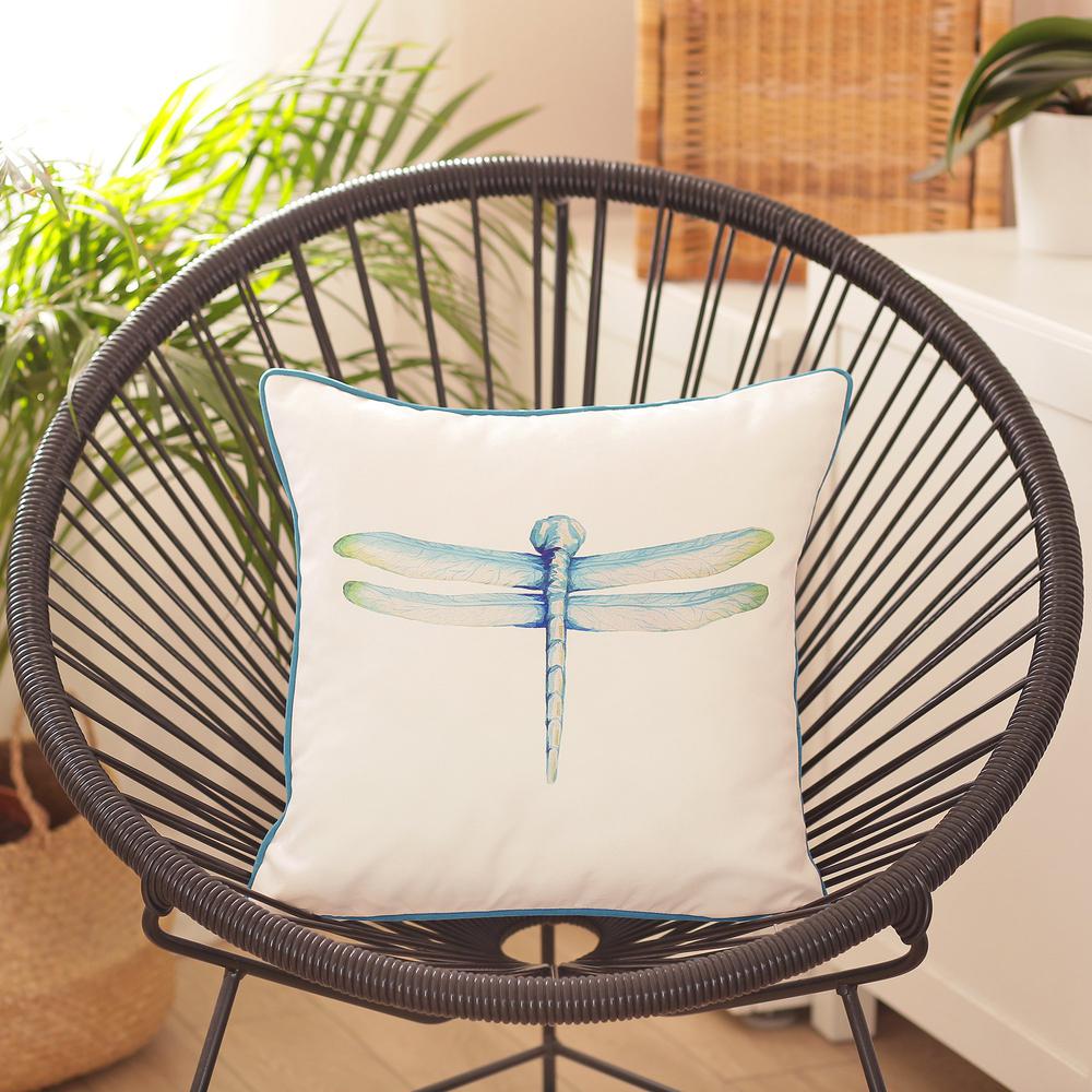 Square Aqua Blue Watercolor Dragonfly Decorative Throw Pillow Cover - 355581. Picture 3