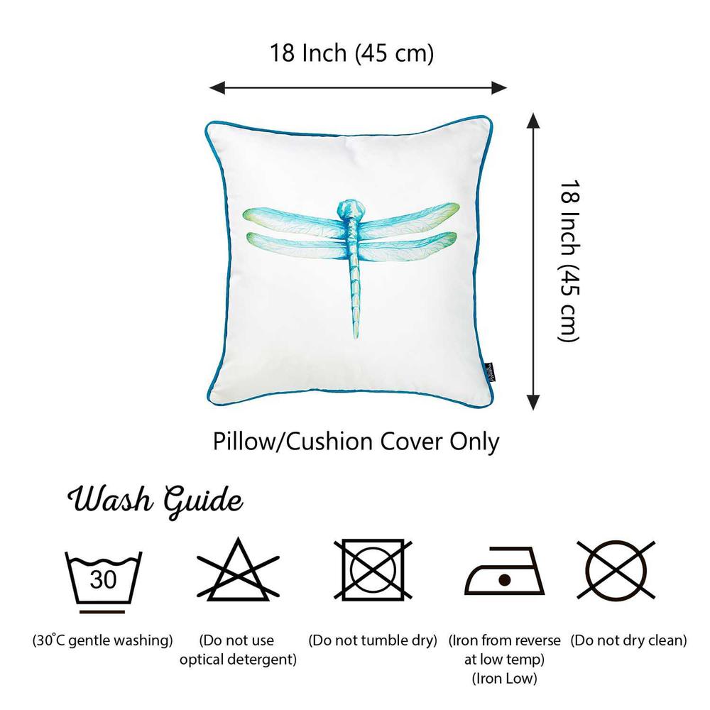 Square Aqua Blue Watercolor Dragonfly Decorative Throw Pillow Cover - 355581. Picture 4