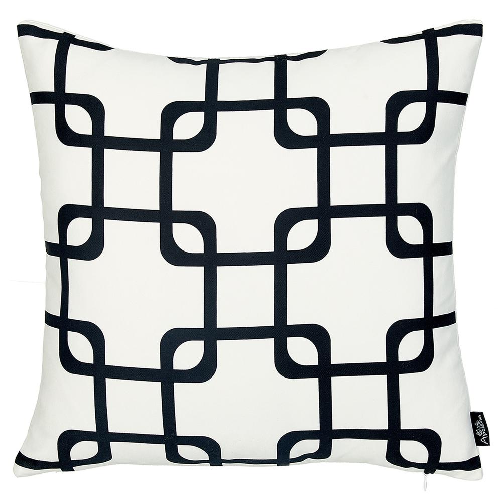 Black and White Geometric Squares Decorative Throw Pillow Cover - 355586. Picture 1