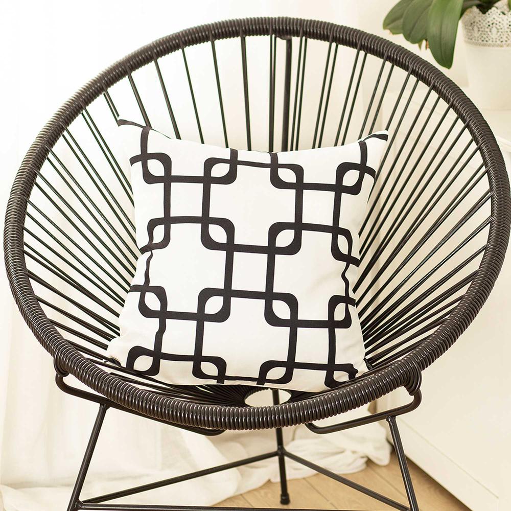 Black and White Geometric Squares Decorative Throw Pillow Cover - 355586. Picture 3