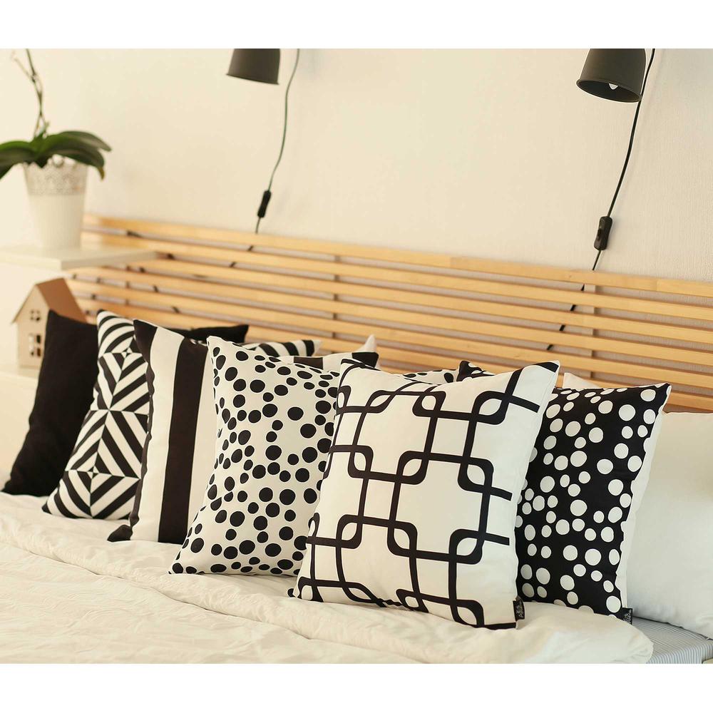 Black and White Geometric Squares Decorative Throw Pillow Cover - 355586. Picture 4
