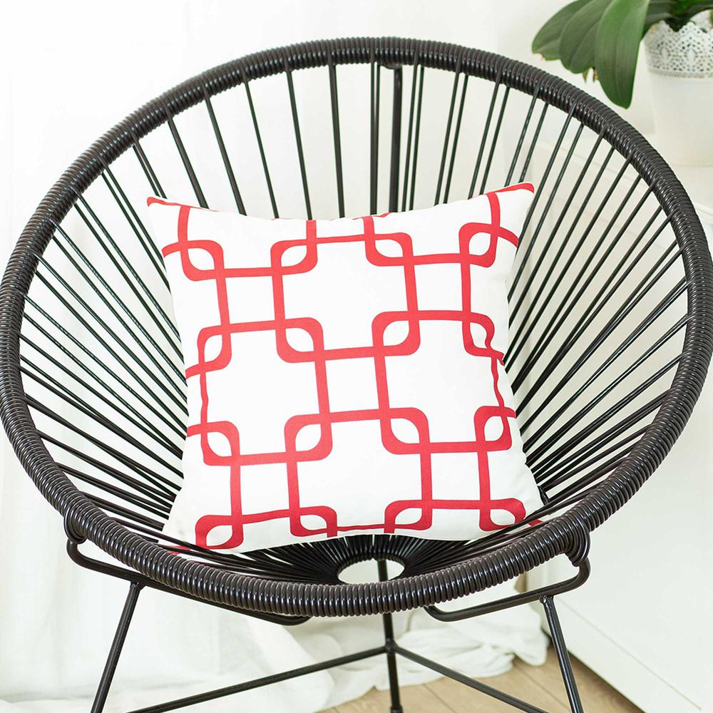 Red and White Geometric Squares Decorative Throw Pillow Cover - 355591. Picture 3