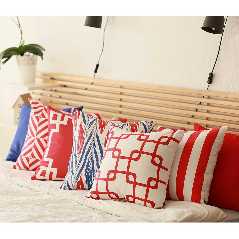 Red and White Geometric Squares Decorative Throw Pillow Cover - 355591. Picture 4