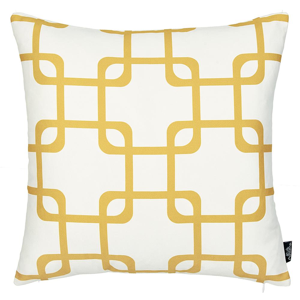 Yellow and White Geometric Squares Decorative Throw Pillow Cover - 355592. Picture 1